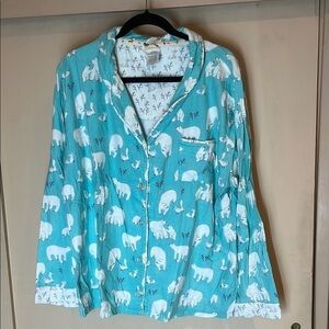 munki munki Blue Pajama Top with Polar Bear Design preowned size XL top only